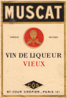 BISTROT ETIQUETTES ALCOOLS MUSCAT VIN DE LIQUEUR VIEUX COS PARIS 11 X 13 CM - Alcoli E Liquori