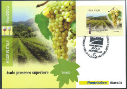 Italia 2015; Vini DOCG; Maximum Card: Annullo Di Asolo, Francobollo Vino Di Asolo, Cartolina Vino Di Asolo. Marcofilia - 2011-20: Poststempel