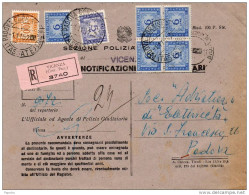 1952  LETTERA RACCOMANDATA CON ANNULLO   VICENZA - Impuestos