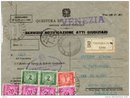 1951  LETTERA RACCOMANDATA CON ANNULLO CORREZZOLA  PADOVA + VENEZIA - Postage Due