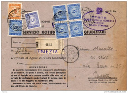 1952  LETTERA RACCOMANDATA CON ANNULLO   VENEZIA - Impuestos