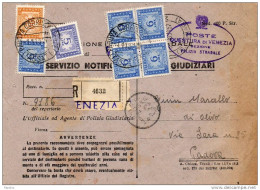 1952  LETTERA RACCOMANDATA CON ANNULLO   VENEZIA - Postage Due