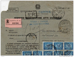1951  LETTERA RACCOMANDATA CON ANNULLO SELVAZZANO DENTRO PADOVA - Impuestos
