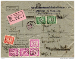 1951  LETTERA RACCOMANDATA CON ANNULLO VICENZA - Taxe