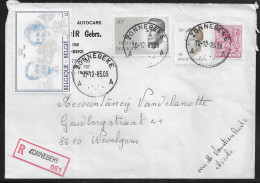 Belgium. Stamps Sc.1082,1097,1100,1215 On Registered Commercial Letter, Sent From Zonnebeke On 10.12.1985 For Wevelgem - Storia Postale