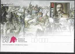 POLAND, 2020, MINT POSTAL STATIONERY, PREPAID POSTCARD, 100 YEARS POLISH ARMY MUSEUM, MILITARY, BATTLES, HORSES - Museos