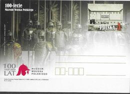 POLAND, 2020, MINT POSTAL STATIONERY, PREPAID POSTCARD, 100 YEARS POLISH ARMY MUSEUM, MILITARY, KNIGHTS - Museen