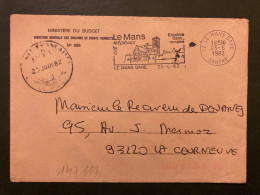 LETTRE DOUANES FRANCAISES LE MANS OBL.MEC.25-6 1982 72 LE MANS GARE SARTHE - Lettres Civiles En Franchise