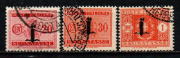 ITALIA RSI - 1944 - SEGNATASSE - FASCETTO - 20 E 30 CENT + 1 LIRA - USATI - Taxe