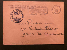 LETTRE DOUANES FRANCAISES AUXERRE OBL.MEC.5-5 1982 89 AUXERRE RP YONNE - Civil Frank Covers