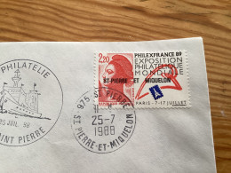 Enveloppe Oblitérée 25/7/1988 Saint-Pierre Et Miquelon Le O Sous Le I - Usati
