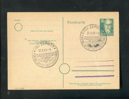 "DDR" 1949, SSt. "ZERBST, Fuer Die Opfer Des Faschismus" Auf Postkarte (L0062) - Postcards - Used