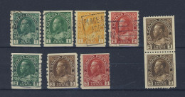 9x Canada Admiral Coil Stamps 2x#125-126-127-128-129-130-134 Guide Value=$115.00 - Rollo De Sellos