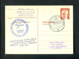 "BERLIN" 1972, Postkarte Mi. P 84 Per AUA-Erstflug Mit DC-9 "Klagenfurt-Frankfuert" (L0063) - Postkaarten - Gebruikt