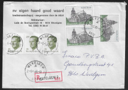 Belgium. Stamps Sc. 1174, 1096 On Registered Commercial Letter, Sent From Wevelgem On 3.05.1985 For Wevelgem - Storia Postale