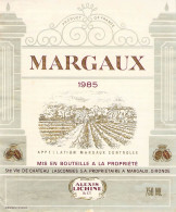 BISTROT ETIQUETTES ALCOOLS VINS MARGAUX LASCOMBES 1985 10 X 12 CM - Alcools & Spiritueux