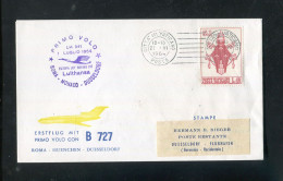 "VATIKAN" 1964, Brief Als Zuleitungspost Zu Erstflug LH 341 "Roma-Duesseldorf" (L0065) - Aéreo