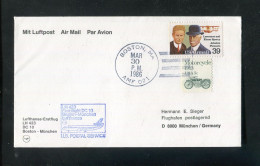 "USA" 1985, Erstflugbrief LH 423 Mit DC 10 "Boston-Muenchen" (L0066) - 3c. 1961-... Briefe U. Dokumente