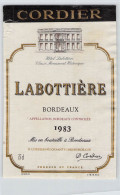 BISTROT ETIQUETTES ALCOOLS VINS BORDEAUX LABOTTIERE CORDIER 1983 10 X 12 CM - Alcools & Spiritueux