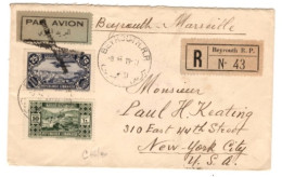 Lebanon - October 8, 1931 Registered Beyrouth Cover To The USA - Liban