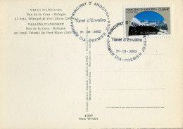 2002 , ED. 593 - TÚNEL DE ENVALIRA , MAT. PRIMER DIA , FDC , ANDORRA FRANCESA - FDC