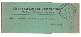 Bande Journal LIGUE FRANCAISE DE L'ENSEIGNEMENT Ob JOURNAUX P.P. PARIS 17 Ob 8 4 10 - Kranten