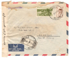 Lebanon - December 28, 1961 Registered, Censored Beyrouth Cover To Iraq - Liban