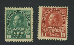 2x Canada Admiral War Tax Stamps #MR1 F/VF MR2 Fine Both Gum Damage GV = $35.00 - Oorlogsbelastingen