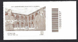 Italia 2019; Pinacoteca Di Brera, Cortile Interno; Francobollo A Barre. - Code-barres