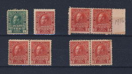 8x Canada Mint Admiral War Tax Stamps MR1-1c MR2-2c 3x Pairs MR2-2c GV= $100.00 - Tassa Di Guerra