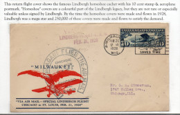 USA -  1928 LINDBERGH HORSESHOE SPECIAL FLIGHT  COVER  MILWAUKEE  POSTMARK  - 1c. 1918-1940 Briefe U. Dokumente
