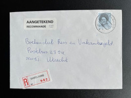 NETHERLANDS 1990 REGISTERED LETTER DINTELOORD TO UTRECHT 07-03-1990 NEDERLAND AANGETEKEND - Storia Postale