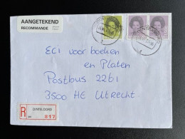 NETHERLANDS 1987 REGISTERED LETTER DINTELOORD TO UTRECHT 26-06-1987 NEDERLAND AANGETEKEND - Lettres & Documents