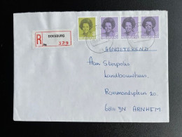 NETHERLANDS 1987 REGISTERED LETTER DOESBURG TO ARNHEM 19-02-1987 NEDERLAND AANGETEKEND - Covers & Documents