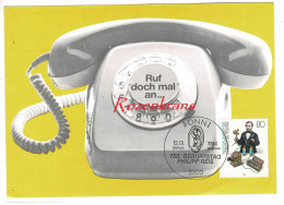 Cover FDC First Day Of Issue Bonn 150 Geburtststag Phlip Reis Telefoon Telephone Erfindung Des Telefons Erstausgabetag - 1981-1990