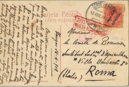 1919 MARRUECOS ESPAÑOL , TÁNGER - ROMA , T.P. CIRCULADA , CENSURA MILITAR ITALIANA , BOLOGNA POSTA ESTERA - Marocco Spagnolo