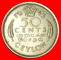 * INDIA: CEYLON  50 CENTS 1943! SECURITY EDGE GEORGE VI (1937-1952)! · LOW START ·  NO RESERVE! - Sri Lanka (Ceylon)