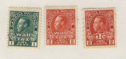 3x Canada KIING GEORGE V - MH War Tax Stamps; #Mr1-1c MR2-2c MR3-2c+1c Guide Value = $80.00 - Oorlogsbelastingen