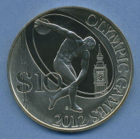 Salomonen 10 Dollar 2008 Olympia 2012 London Diskus, Silber, KM 178 PP (m4789) - Salomonen