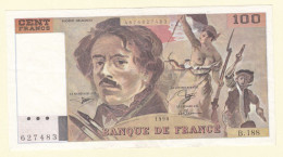 100 Francs Delacroix Type 1978 Imp. En Continue, F69bis.02e1,1990, B.188, TTB - 100 F 1978-1995 ''Delacroix''