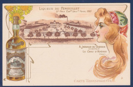 CPA Publicité Alcool Publicitaire Réclame Art Nouveau Femme Woman Voir Dos Transparente Système Le Crau D'Hyères - Werbepostkarten