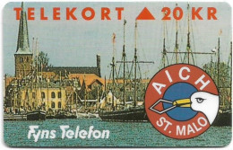 Denmark - Fyns - Aich St. Malo - TDFS007 - 06.1993, 4.000ex, 20kr, Used - Dinamarca