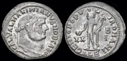 Galerius, As Caesar  AE Silvered Follis Genius Standing Front - The Tetrarchy (284 AD Tot 307 AD)