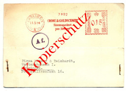 Crome & Goldschmidt Kobenhavn - Kopenhagen 1944 Nach Waltershausen, Maschinenstempel, Zensur - Enteros Postales