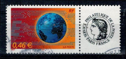 2002 N 3533A MEILLEURS VOEUX CHALET VIGNETTE CERES OBLITERE CACHET ROND #234# - Usati