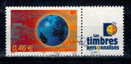 2002 N 3533A MEILLEURS VOEUX CHALET VIGNETTE TIMBRE PERSO OBLITERE CACHET ROND #234# - Usati