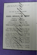 Maria DE GREEF Echt Camille COLAES Schell 1889 Hemiksem 1949 - Esquela