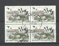 FINNLAND Finland 1983/1987 Michel 920 As 4-block O VANTAA Birds Vögel - Oblitérés