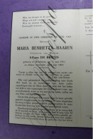 Maria HAAREN Echt Alfons DE BRUYN Hemiksem 1911 -1964 - Obituary Notices