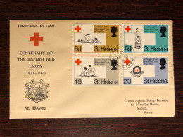 SAINT HELENA FDC COVER 1970 YEAR RED CROSS HEALTH MEDICINE STAMPS - Isla Sta Helena